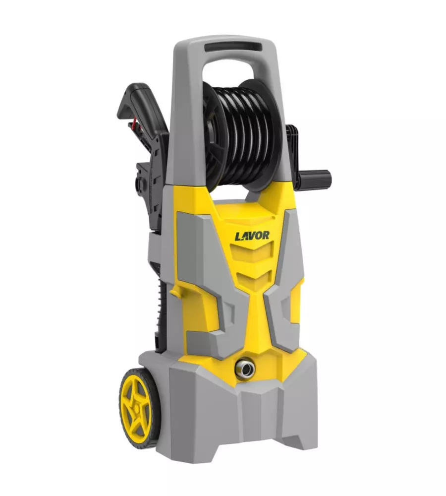Lavor Run Extra 145 High-Pressure Washer — Up to 145 Bar Pressure, 1900 W Motor, 420 L/h Flow, Aluminum Pump Head, Automatic Stop System, Hose Reel Included