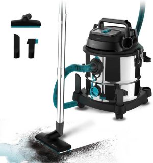 سيكوتك مكنسة كهربائية Conga Rockstar Wet & Dry Steel Max – مكنسة للسوائل والأتربة، خزان معدني متين بسعة 20 لتر، قوة شفط 1400 واط UltraPower، فلترة مزدوجة عالية الكفاءة، مع وظيفة النفخ وملحقات متعددة للأسطح المختلفة.