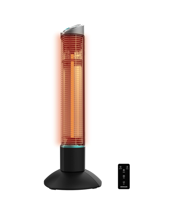 سيكوتك دفاية خارجي عمودي ReadyWarm 1000 Power Tower، 1000 W، تقنية تسخين هالوجينية سريعة، 2 مستويات طاقة، Oscillation 90° + حماية IP55 + ريموت وتايمر 4 ساعات